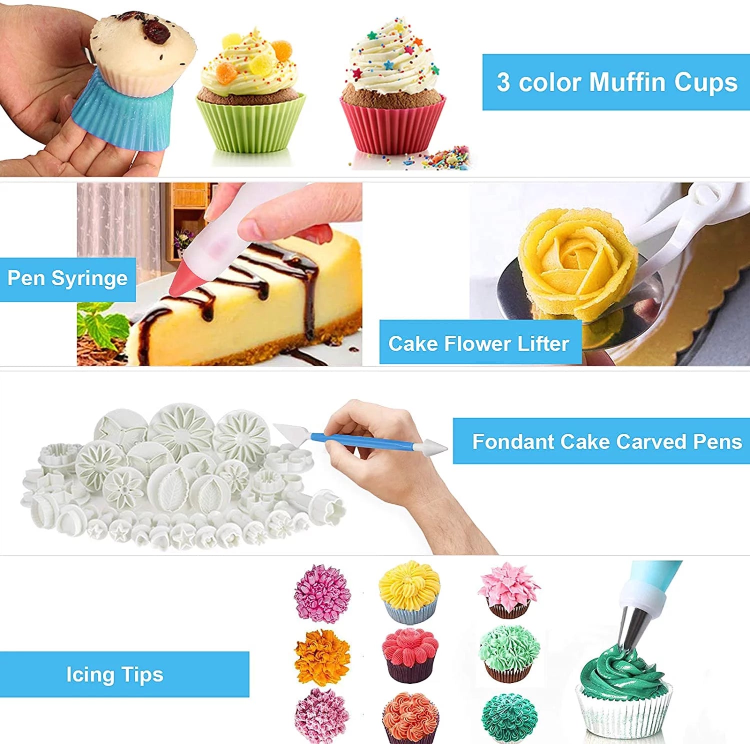 Kit De Decoración De Pasteles, 132 Pzas De Herramientas Para Decorar Pasteles Con Soporte Giratorio, Bolsas De Glaseado Y Boquillas, Set De Suministros Para Hornear Para Principiantes Y Amantes De Los Pasteles